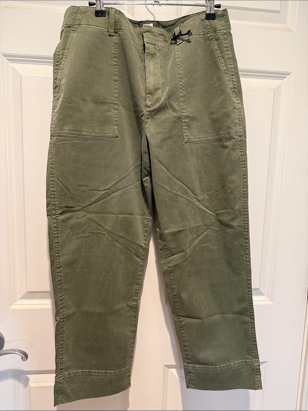 Olive Green Casual Utility Pants